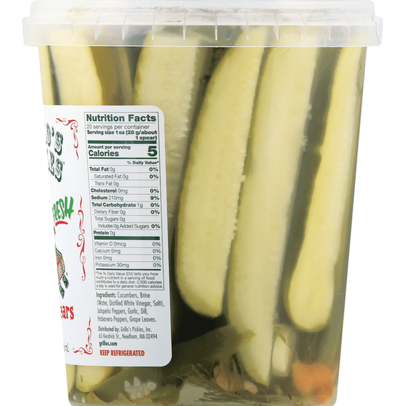Grillo's Pickles Pickle Spears, Fresh, Classic Dill, Hot (32 oz