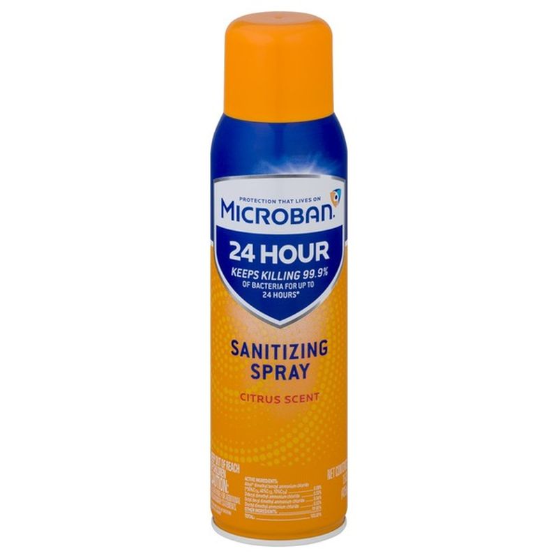 Microban 24 Hour Disinfectant Sanitizing Spray, Citrus Scent (15 oz