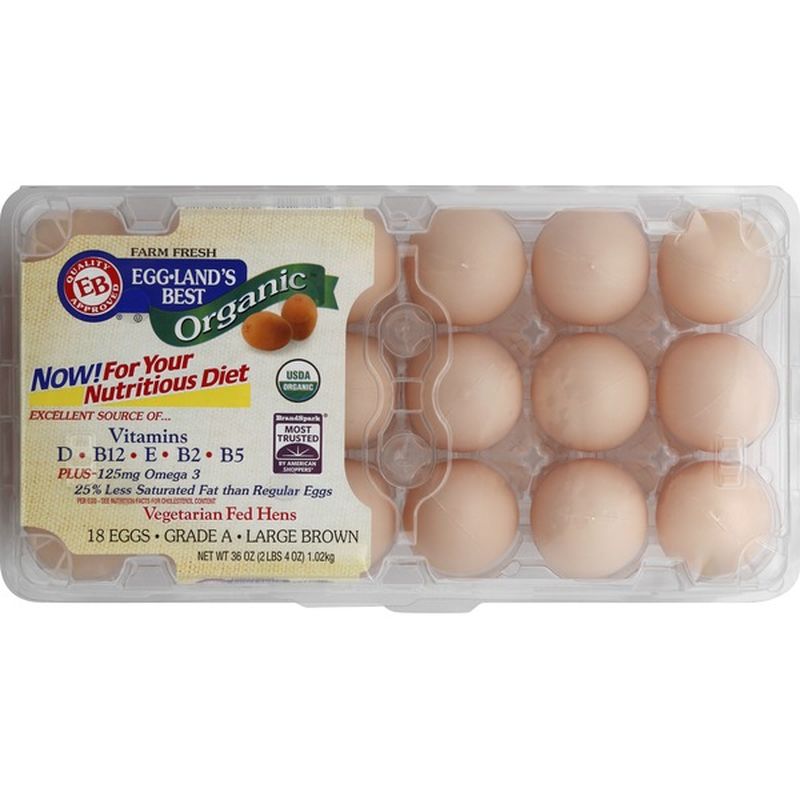 Eggland's Best Eggs, Organic, Brown, Large (18 each) Instacart