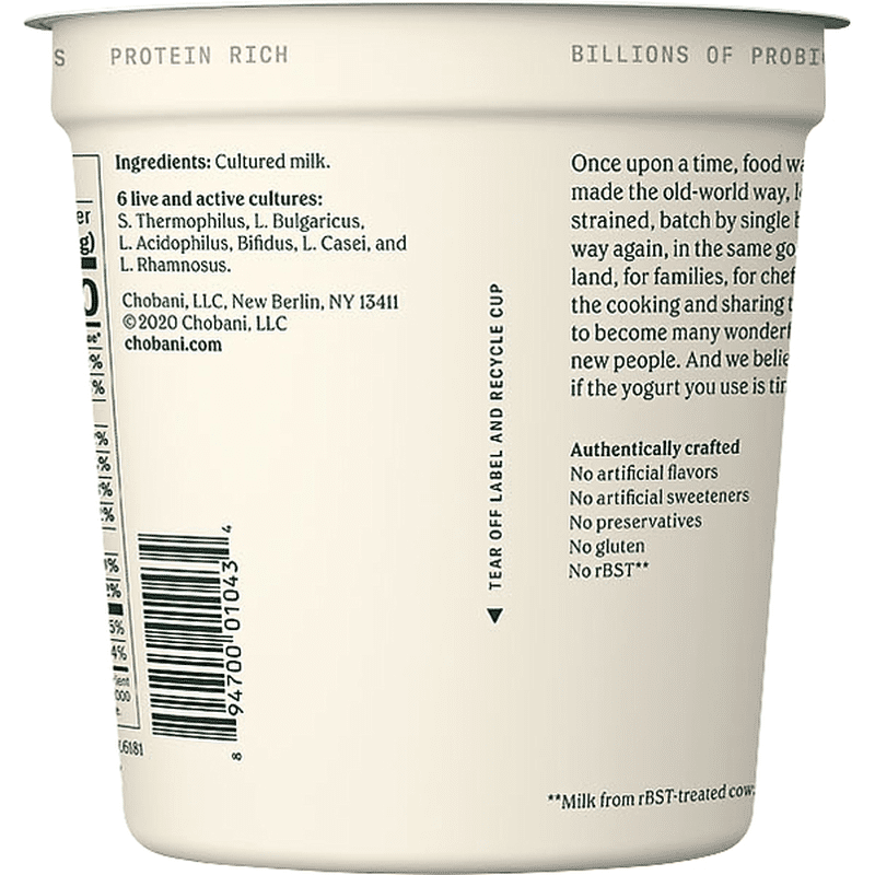 Chobani Yogurt, Greek, Whole Milk, Plain (32 oz) Instacart