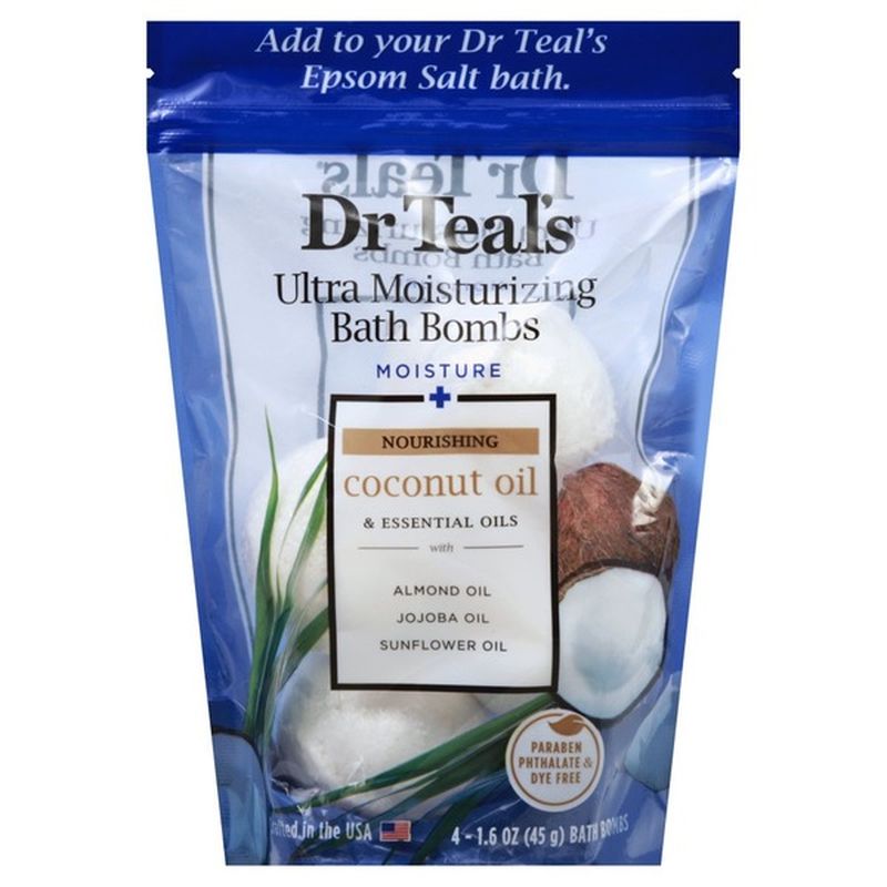 Dr. Teal's Bath Bombs, Ultra Moisturizing, Coconut Oil & Essential Oils