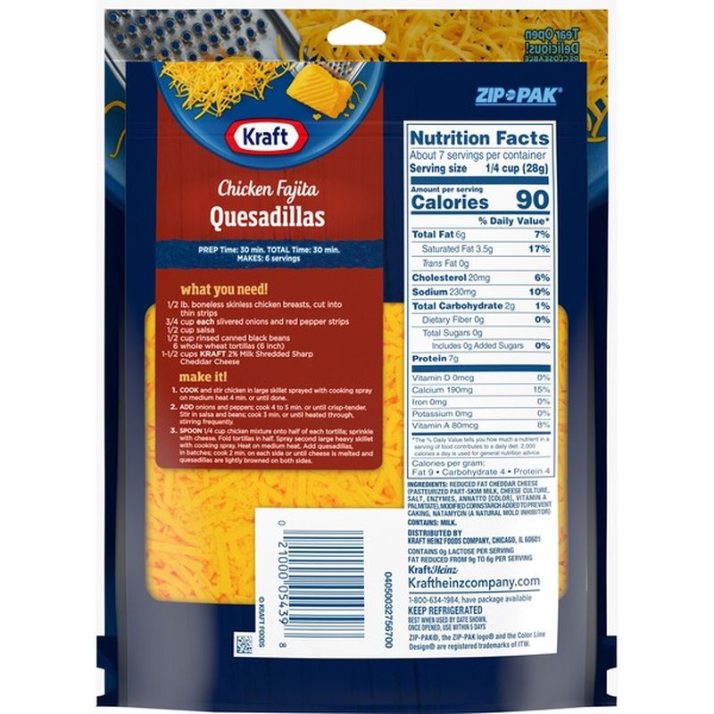 Kraft Sharp Cheddar 2% Milk Shredded Cheese (7 Oz) From H-E-B - Instacart