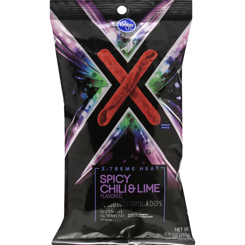 Kroger Tortilla Chips, Rolled Corn, Spicy Chili & Lime, XTreme Heat (9