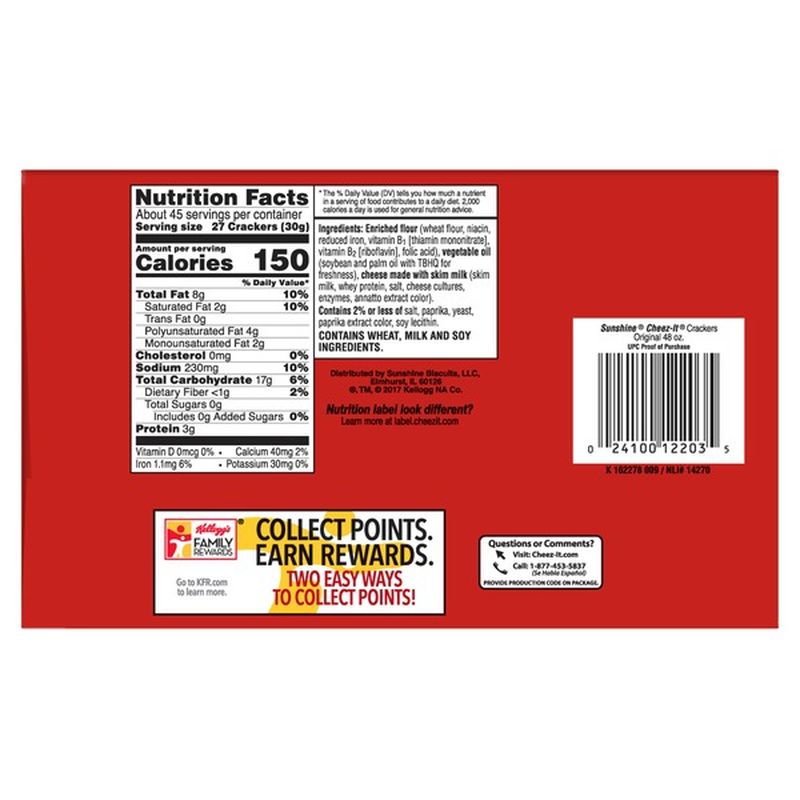 CheezIt Baked Snack Cheese Crackers Original (48 oz) from Costco