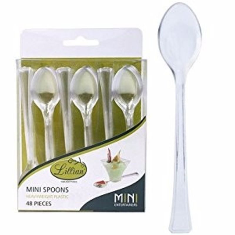 KingZak Lillian Table Settings Clear Mini Plastic Spoons