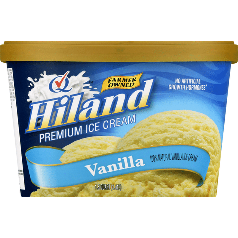 Hiland Ice Cream, Premium, Vanilla (1.5 qt) - Instacart