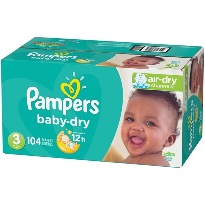 Pampers Baby-Dry Diapers Size 3 (104 Ct) - Instacart