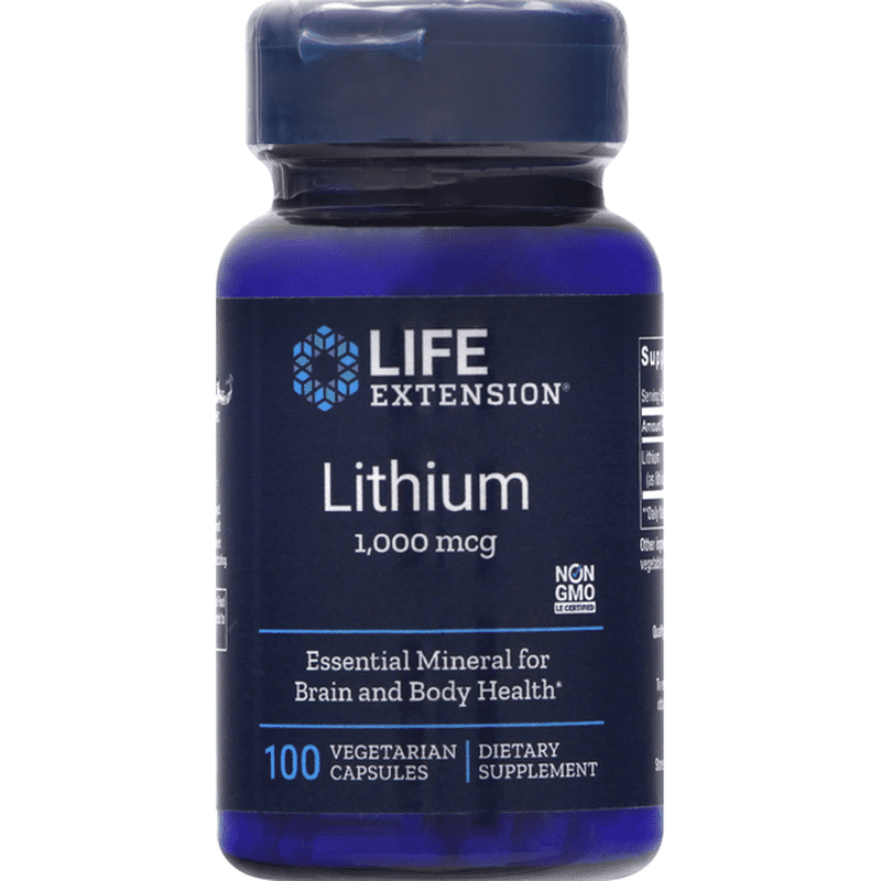 Life extension lithium 1000 mcg vegetarian capsules 100 each