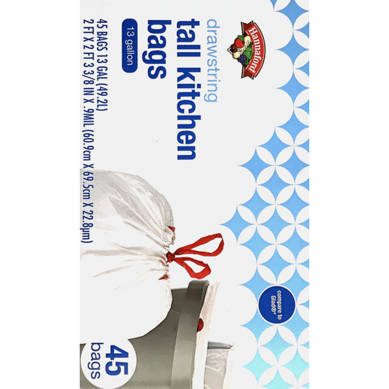 Hannaford Drawstring Tall Kitchen Bags (45 ct) Instacart