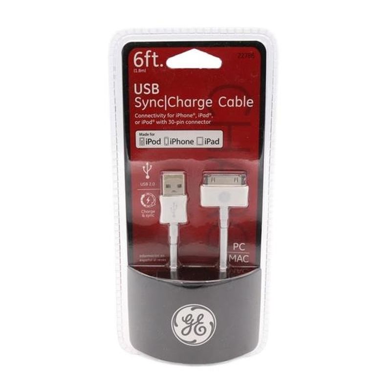 Jasco GE 22786 6' Apple to USB 2.0 for iPhone & iPod Cable