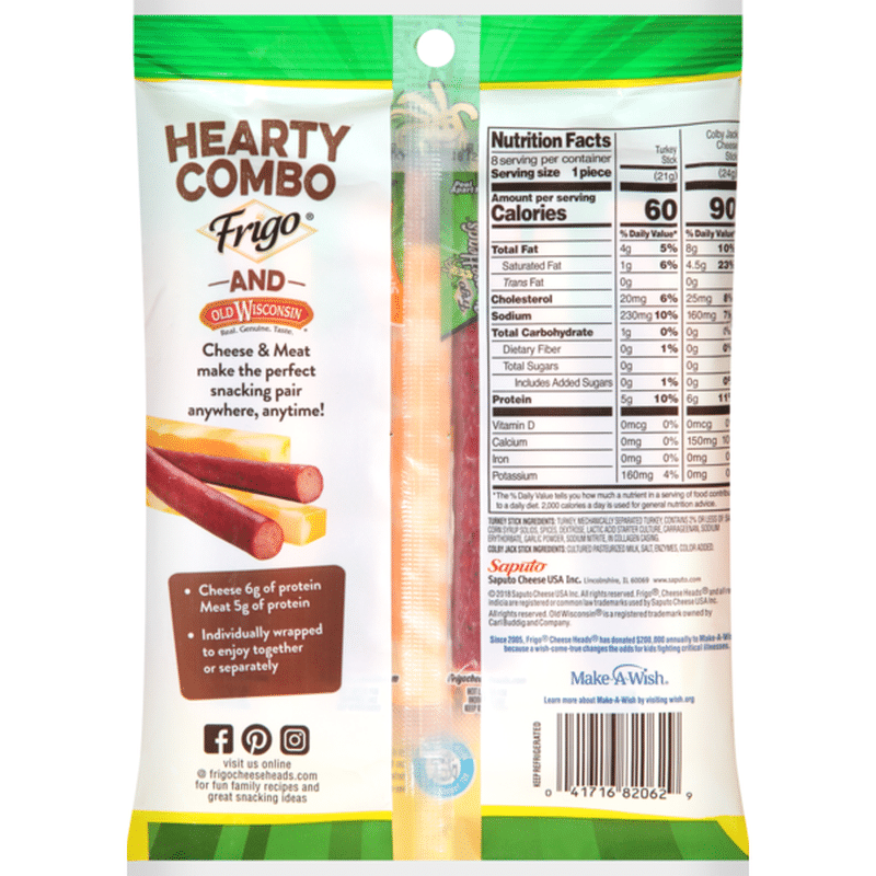 Frigo® Cheese Heads® Colby Jack & Turkey Sticks Combo Pack 8 pc Bag (6.