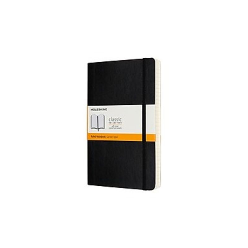 Moleskine QP616EXP Large Ruled Black Soft Cover Classic Expanded Notebook