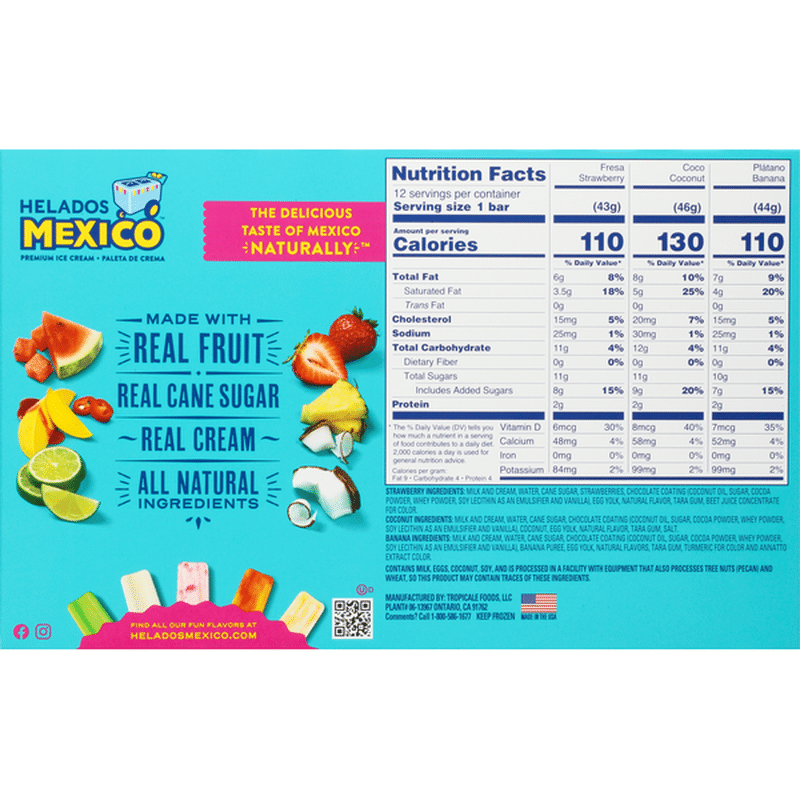 Helados Mexico Ice Cream Bars Premium Minis Choco Dipped Strawberry Coconut Banana Variety Pack 1 25 Fl Oz Instacart