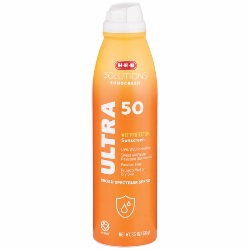 H-E-B Wet Protection Broad Spectrum Sunscreen Spray Spf 50