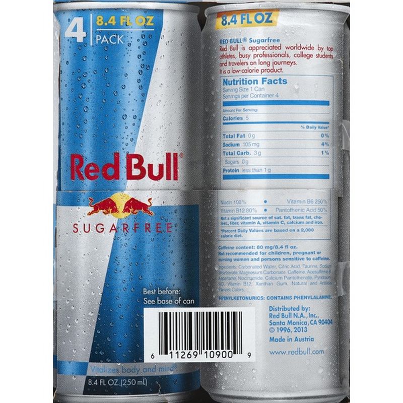 Red Bull Sugar Free 4 Pk 8 4 Fl Oz Instacart