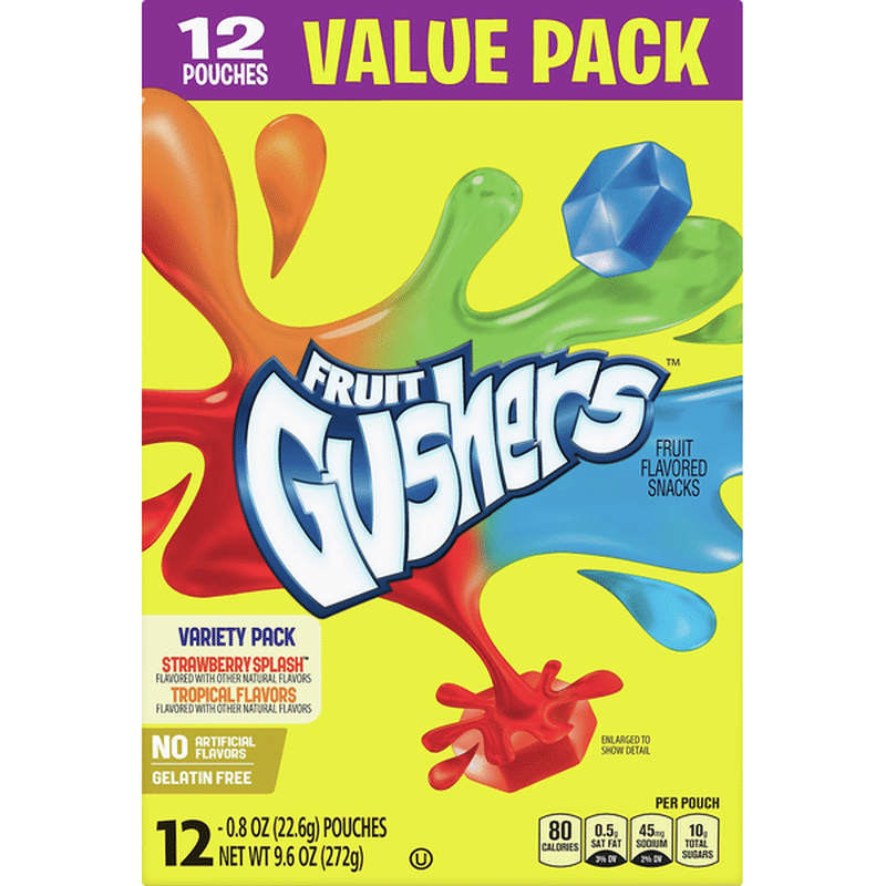 Fruit Gushers Fruit Flavored Snacks, Strawberry Splash, Tropical