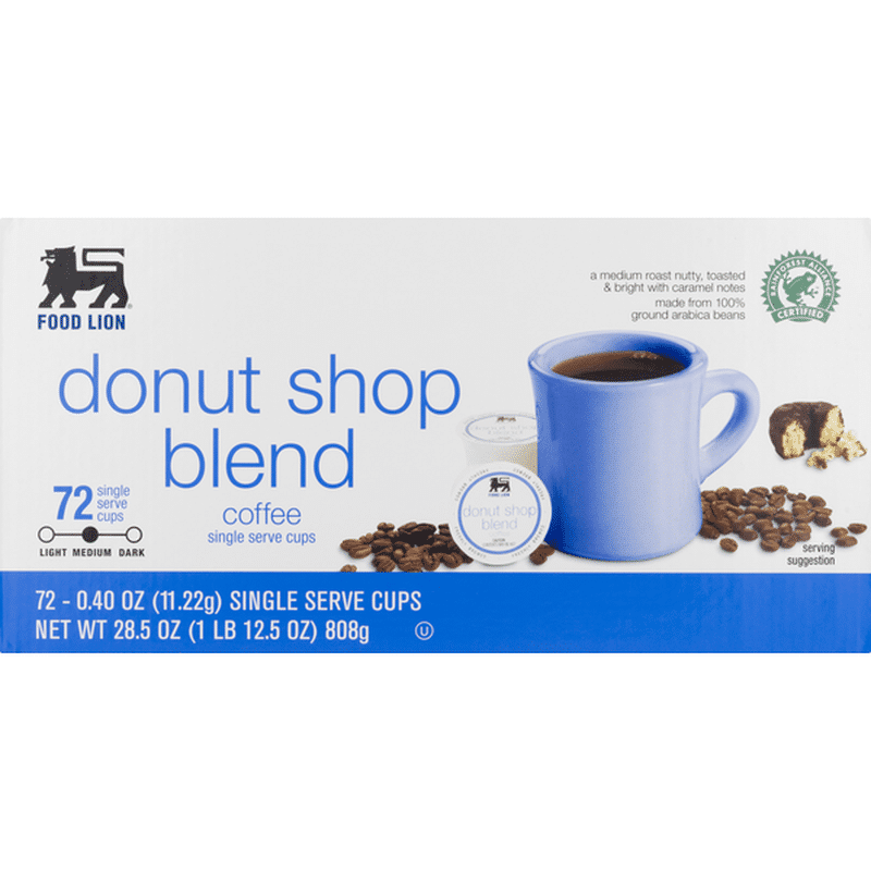 Food Lion Coffee, Donut Shop Blend, Medium, Single Serve Cups (72 each