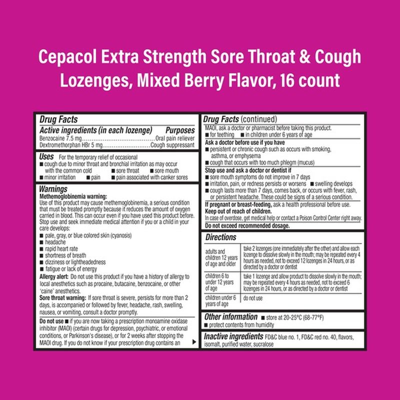 Cepacol® Extra Strength Sore Throat & Cough Relief Lozenges, Mixed