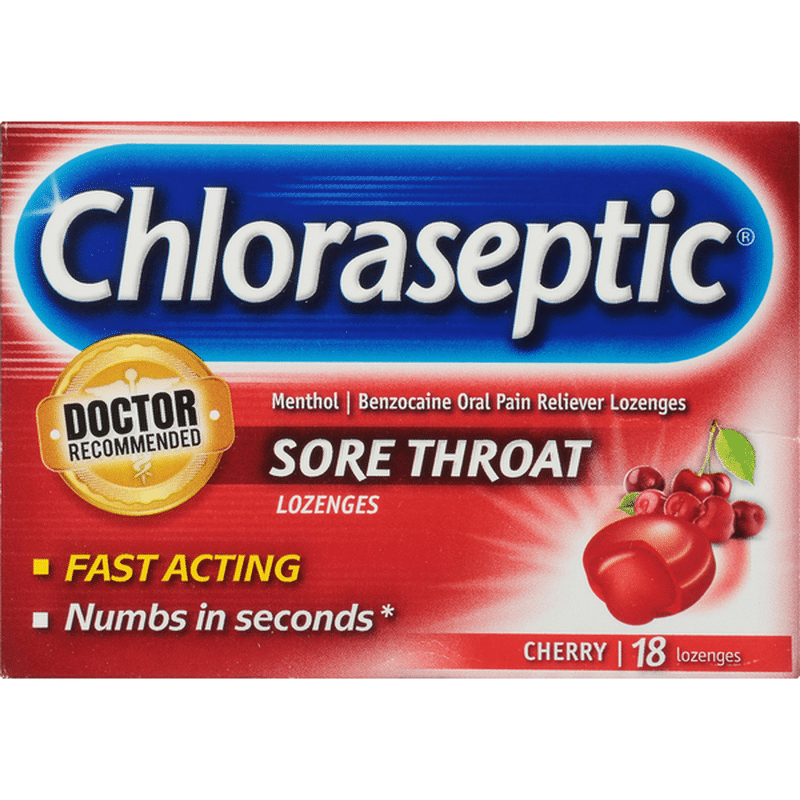 Chloraseptic Cherry Sore Throat Menthol Benzocaine Oral Pain Reliever