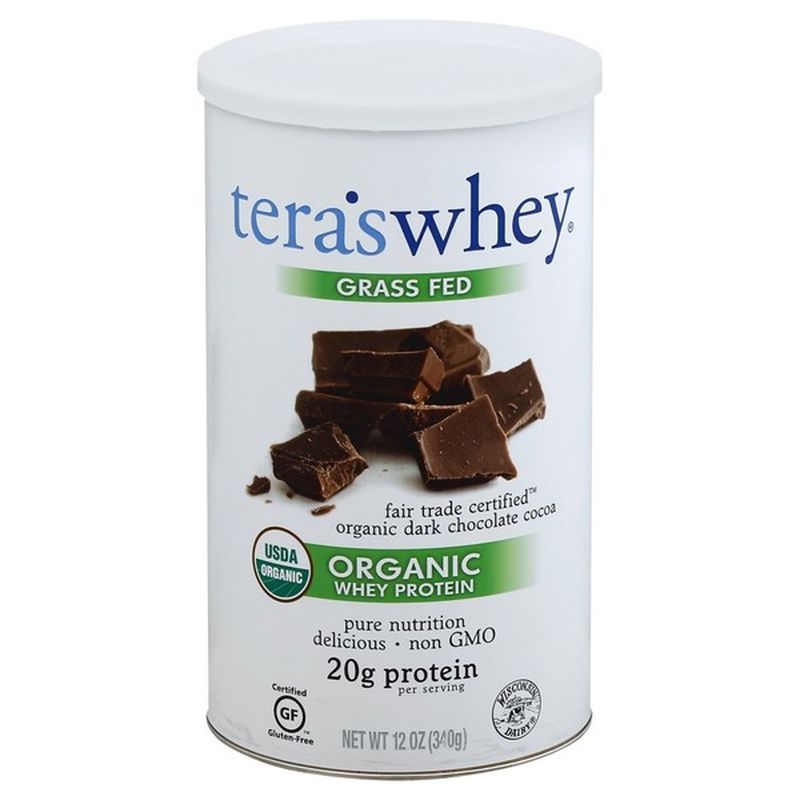 Tera's Whey Whey Protein, Organic, Dark Chocolate Cocoa, Grass Fed (12