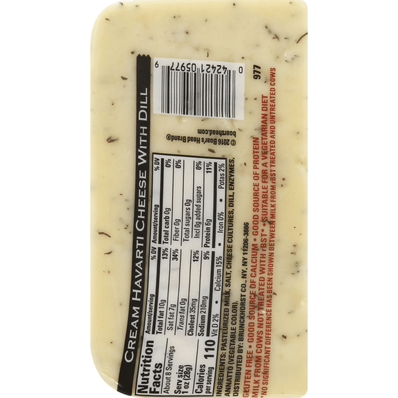 Boar's Head Cheese, Havarti, Cream, With Dill (8 Oz) - Instacart