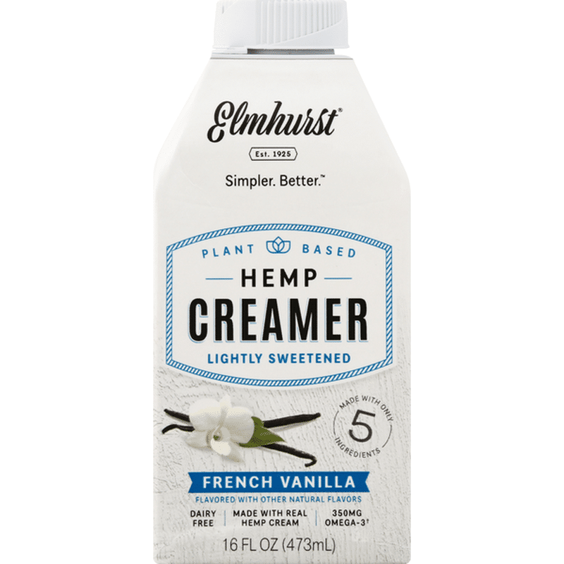 Elmhurst Hemp Creamer, Lightly Sweetened, French Vanilla (16 oz