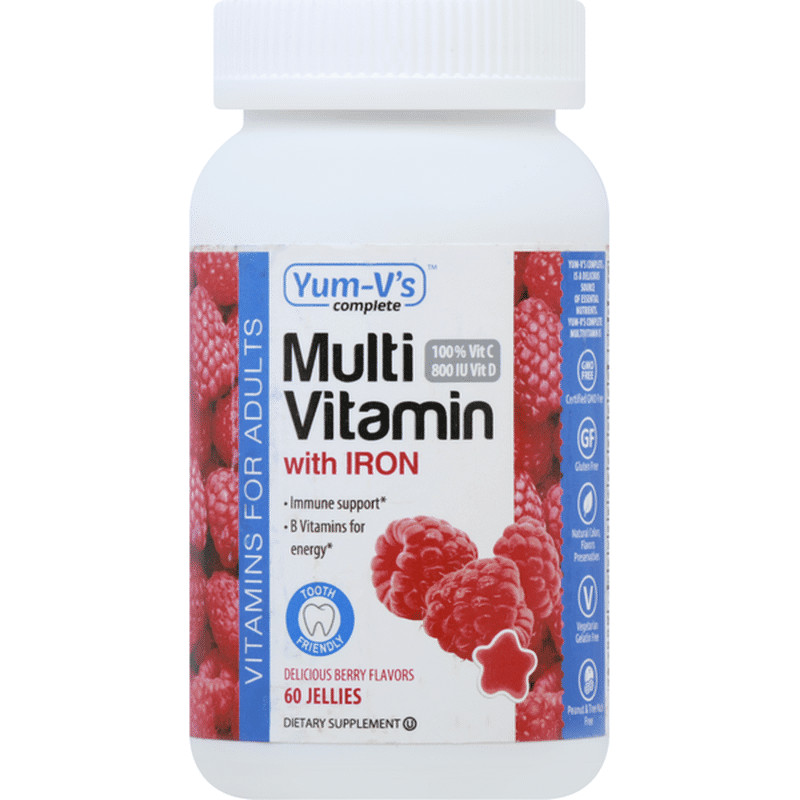 Yum Vs Multi Vitamin, with Iron, Jellies, Delicious Berry Flavors (60 ...