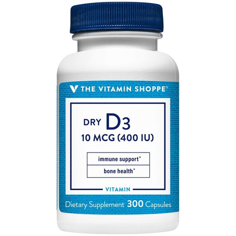 The Vitamin  Shoppe  Dry Vitamin  D3 400 IU 300 Capsules 