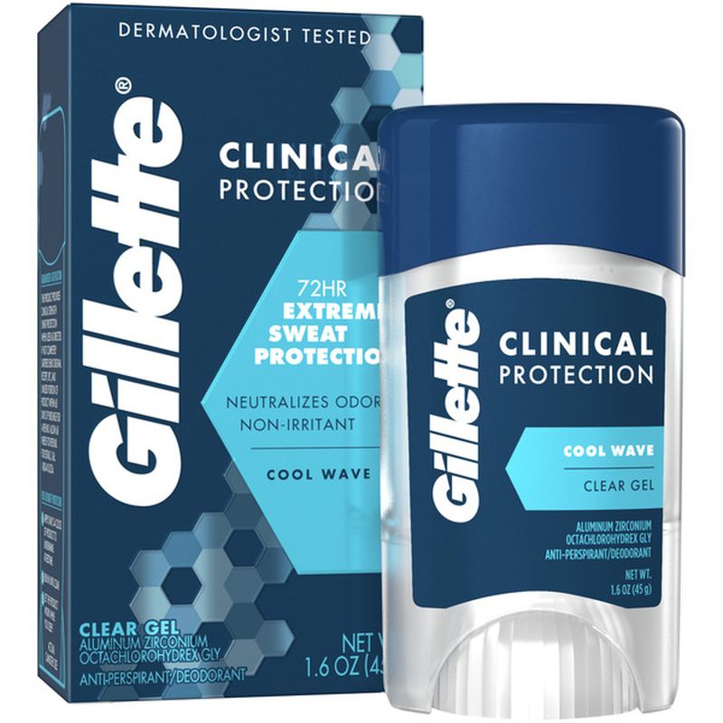 Gillette Antiperspirant Deodorant For Men, Clear Gel, Cool Wave (1.6 oz