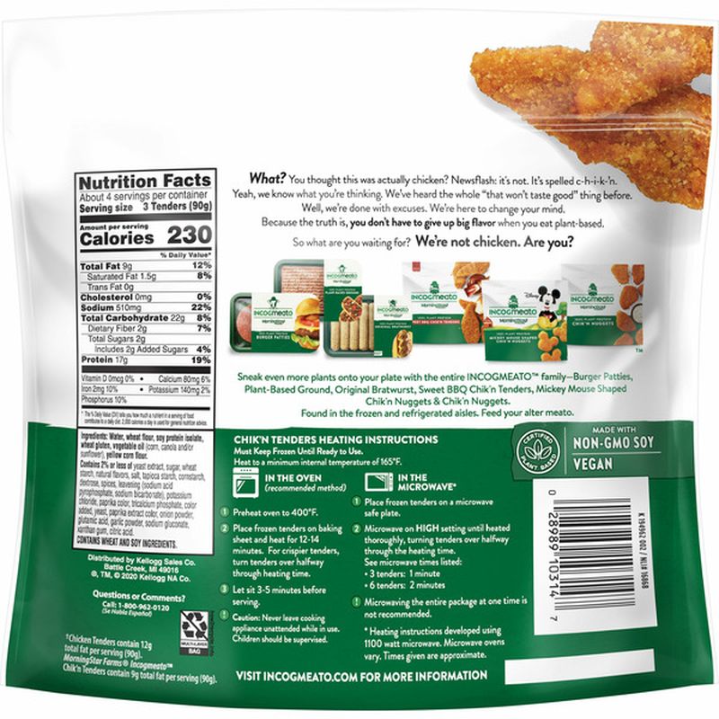 MorningStar Farms Incogmeato Meatless Chicken Tenders, Vegan Plant