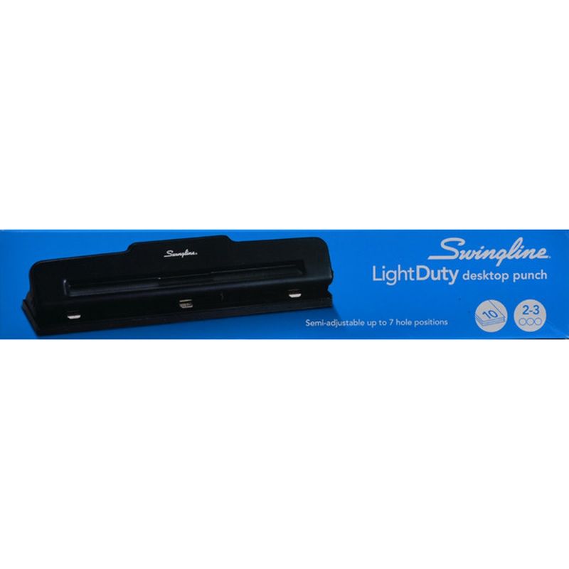 Swingline 10-Sheet Desktop Three-Hole Adjustable Punch, 9/32" Holes