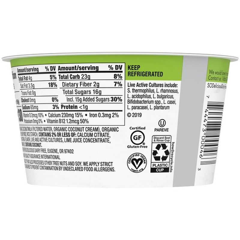 So Delicious Dairy Free Coconut Milk Yogurt Alternative Key Lime