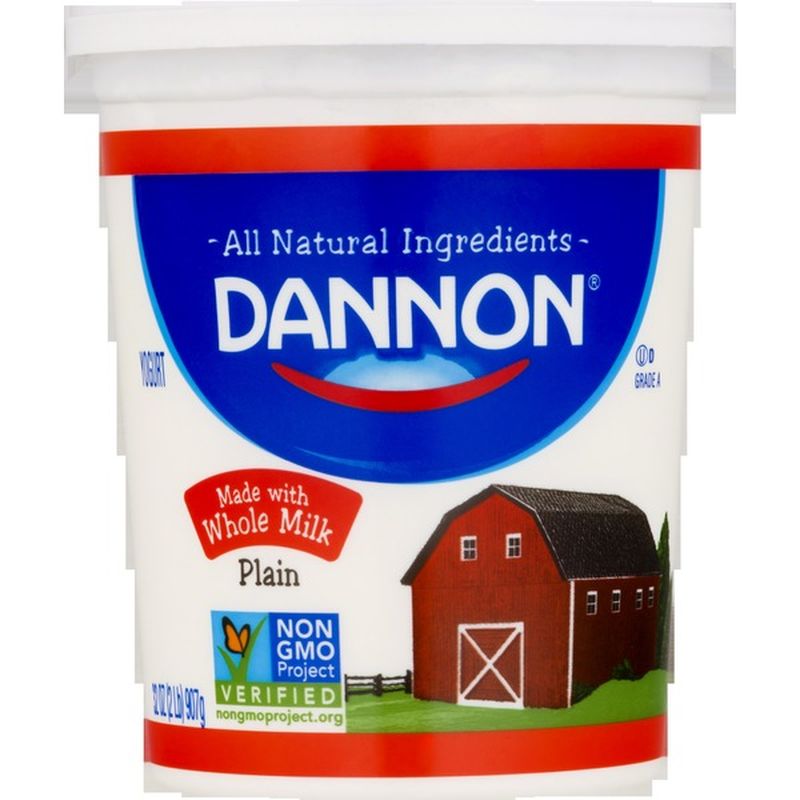 Dannon Whole Milk NonGMO Project Verified Plain Yogurt (32 oz) Instacart