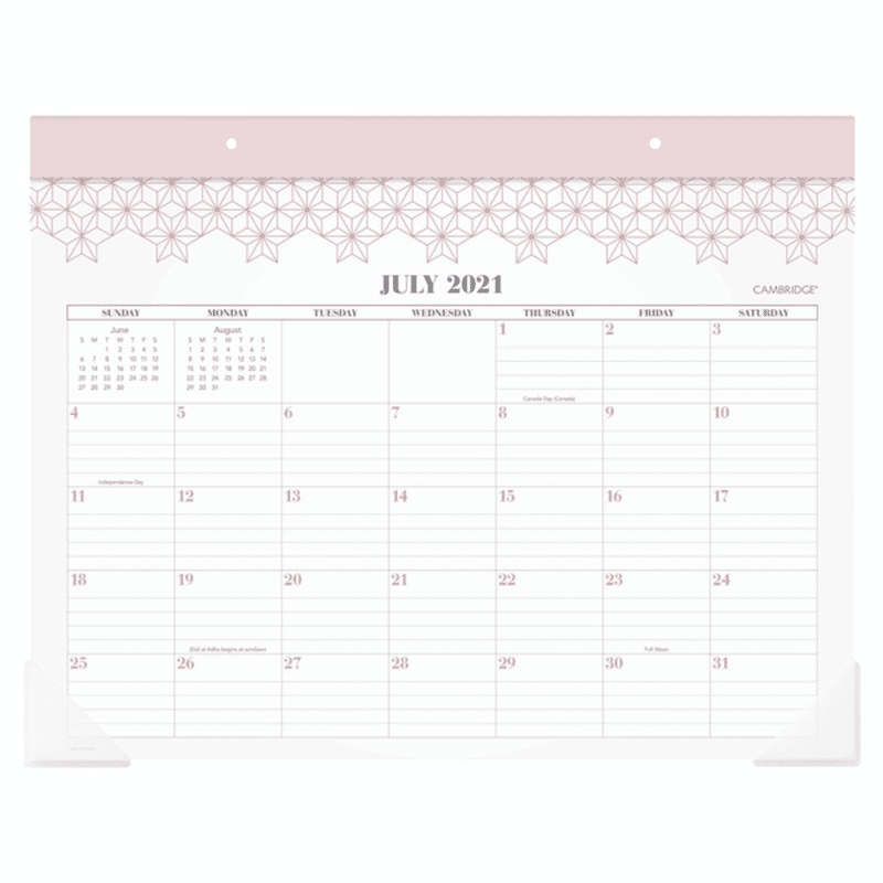 Cambridge 21 3 4 X 17 Standard Workstyle Pink Geo Academic 21 22 Monthly Desk Pad Calendar Each Instacart