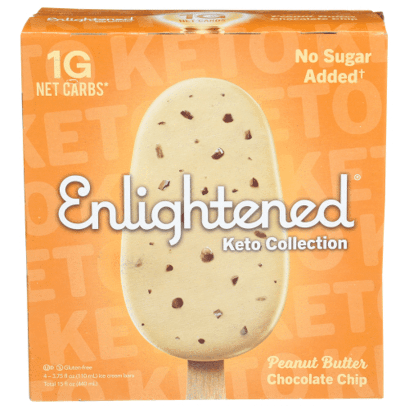 Enlightened Ice Cream Bars, Gluten Free, Peanut Butter, Chocolate Chip