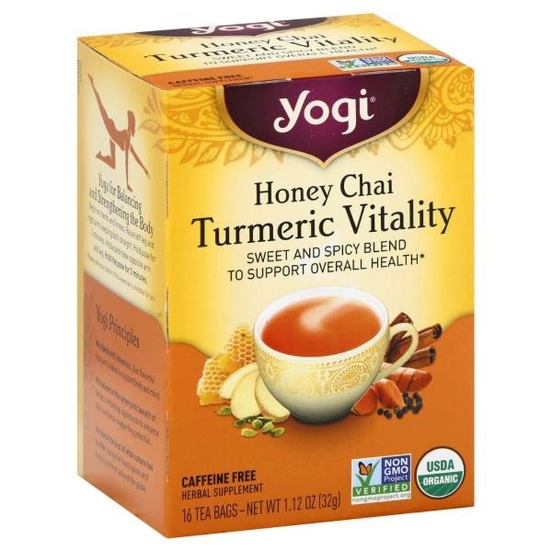 Yogi Herbal Supplement, Honey Chai, Turmeric Vitality, Bags (16 each