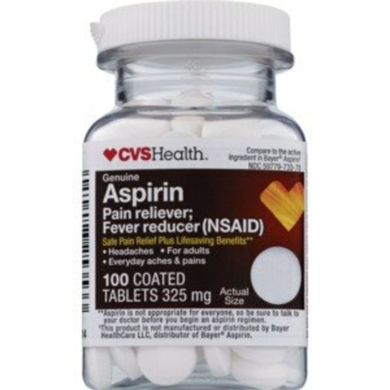 CVS Pharmacy Aspirin 325 Mg Coated Tablets Regular Strength (100 ct