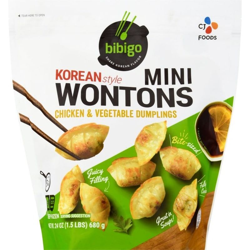 Bibigo Chicken And Vegetable Dumplings Korean Style Mini Wontons 24 Oz