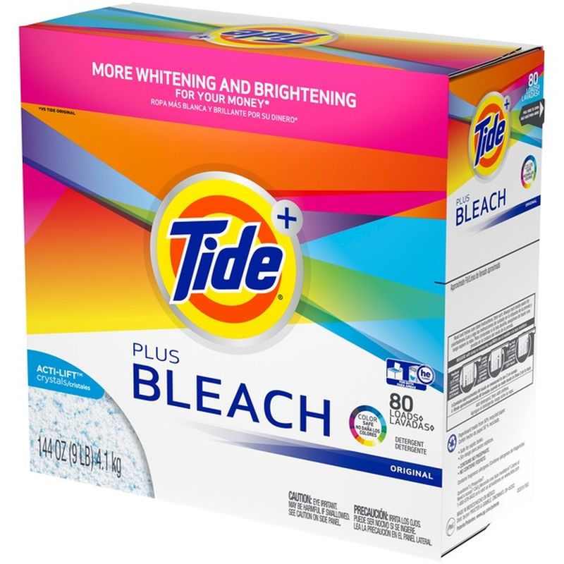 Tide Plus Bleach Powder Laundry Detergent, Original (144 oz) - Instacart