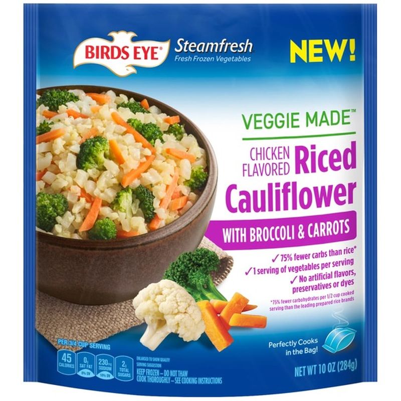 Birds Eye Riced Cauliflower, with Broccoli & Carrots, Chicken Flavored