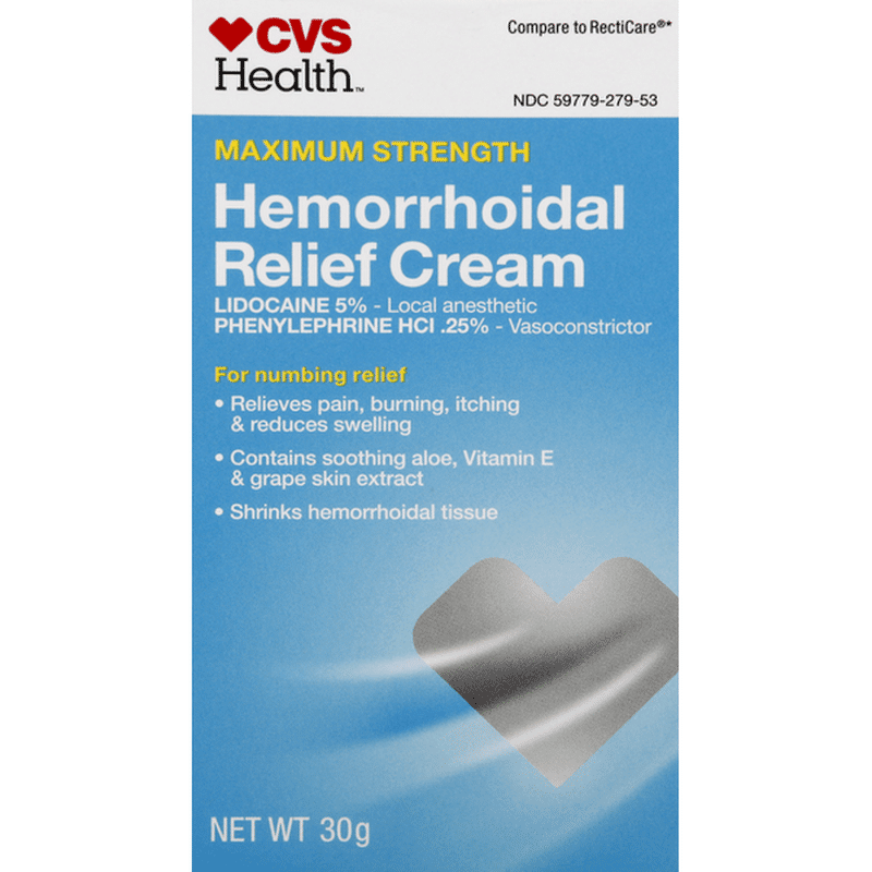 CVS Health Hemorrhoidal Relief Cream, Maximum Strength (30 g) Instacart