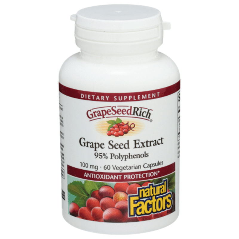 Natural Factors Grape Seed Extract 95 Polyphenols Dietary Supplement