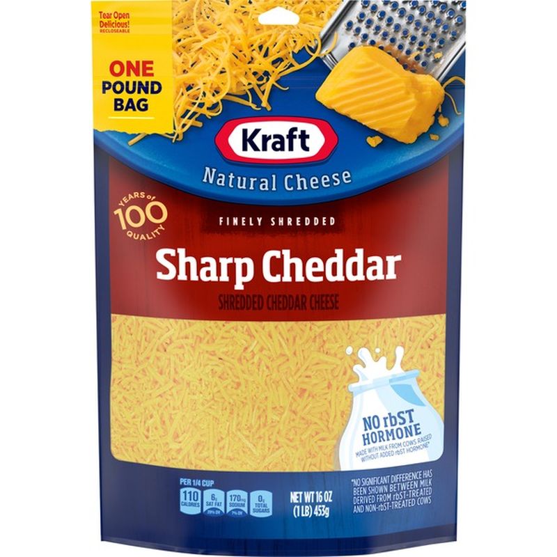 Kraft Natural Cheese Finely Shredded Sharp Cheddar Cheese (16 Oz ...