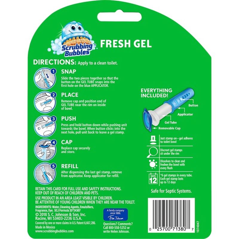 Scrubbing Bubbles Toilet Cleaning Stamp, Fresh Gel, Citrus, Dispenser