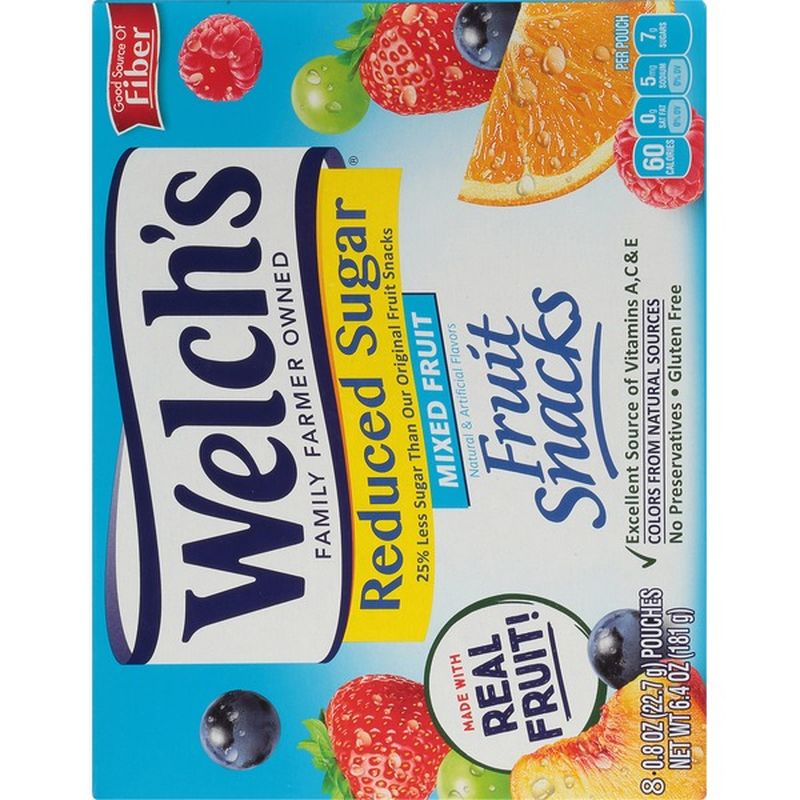 Welch's Fruit Snacks, Reduced Sugar, Mixed Fruit (8 each) Instacart