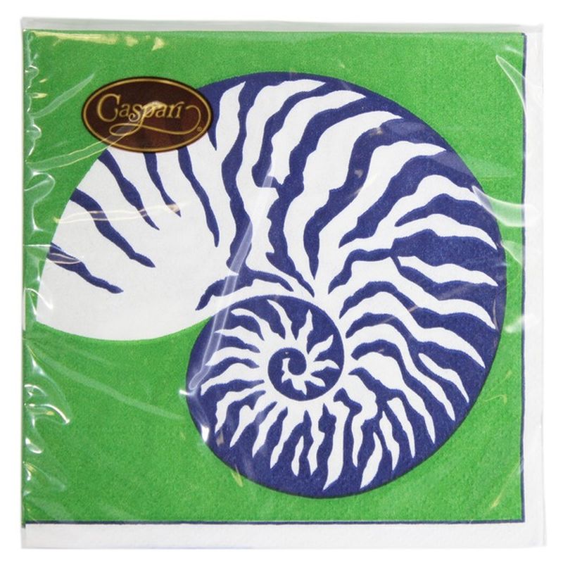 Caspari Nautilus Green Cocktail Napkin