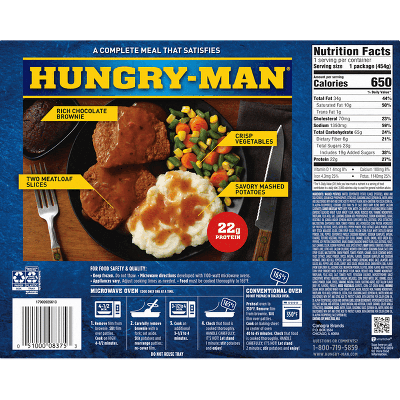 HungryMan HomeStyle Meatloaf Frozen Dinner (16 oz) Instacart