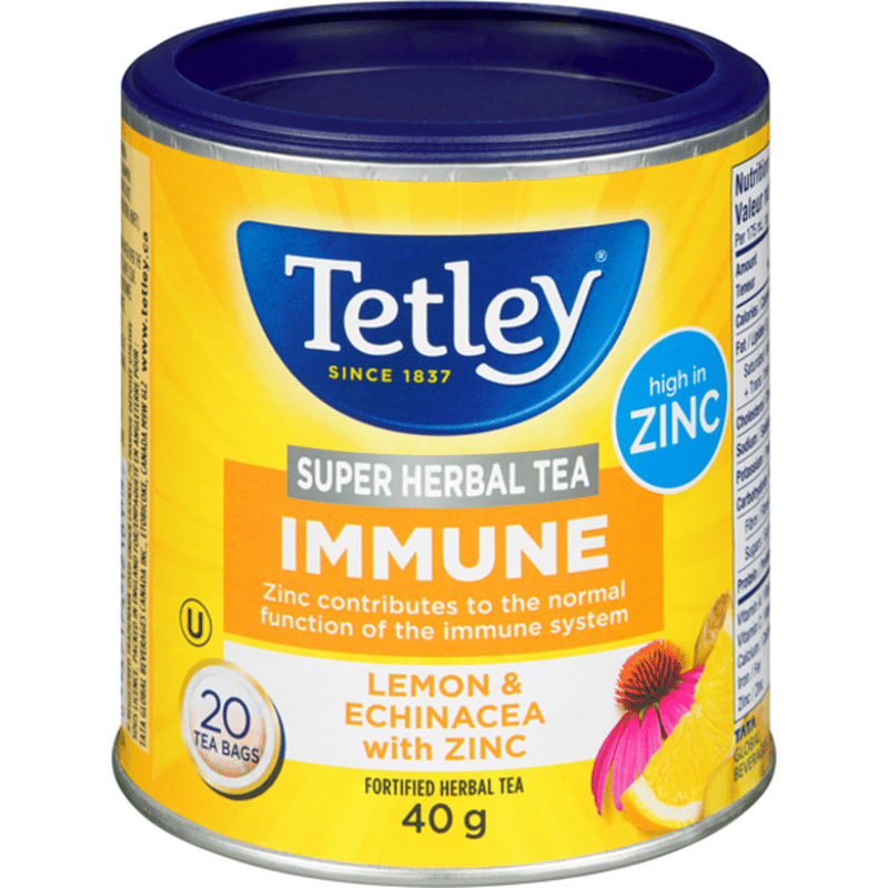 Tetley Lemon & Echinacea With Zinc Immune Super Herbal Tea (20 ct