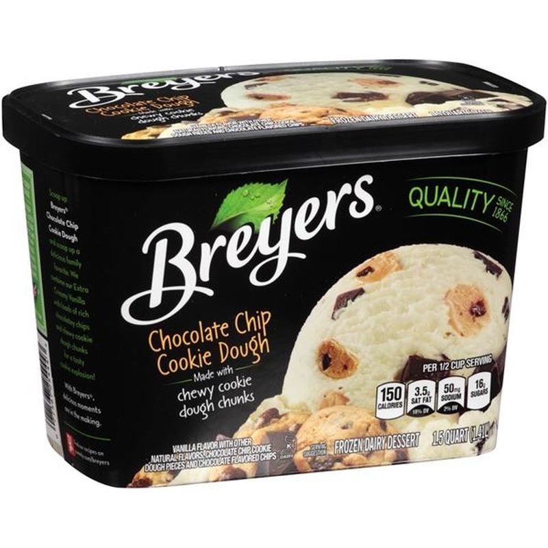 Breyers Frozen Dairy Dessert Chocolate Chip Cookie Dough (48 Oz) From ...