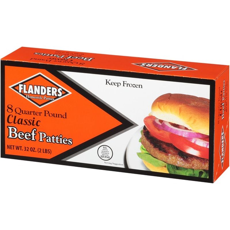 Flanders Homestyle 8 Quarter Pound Classic Beef Patties (32 Oz) - Instacart